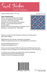 PATTERN, SWEET FREEDOM Quilt by Beverly McCullough of Flamingo Toes
