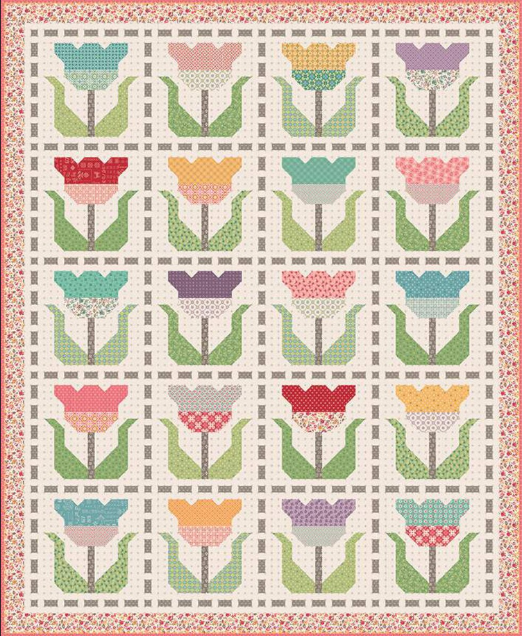 Quilt Kit, Boxed Set - Piece & Plenty Stitched Tulips by Lori Holt