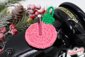 Spool Pin Doily - Christmas Ball Ornament Pink