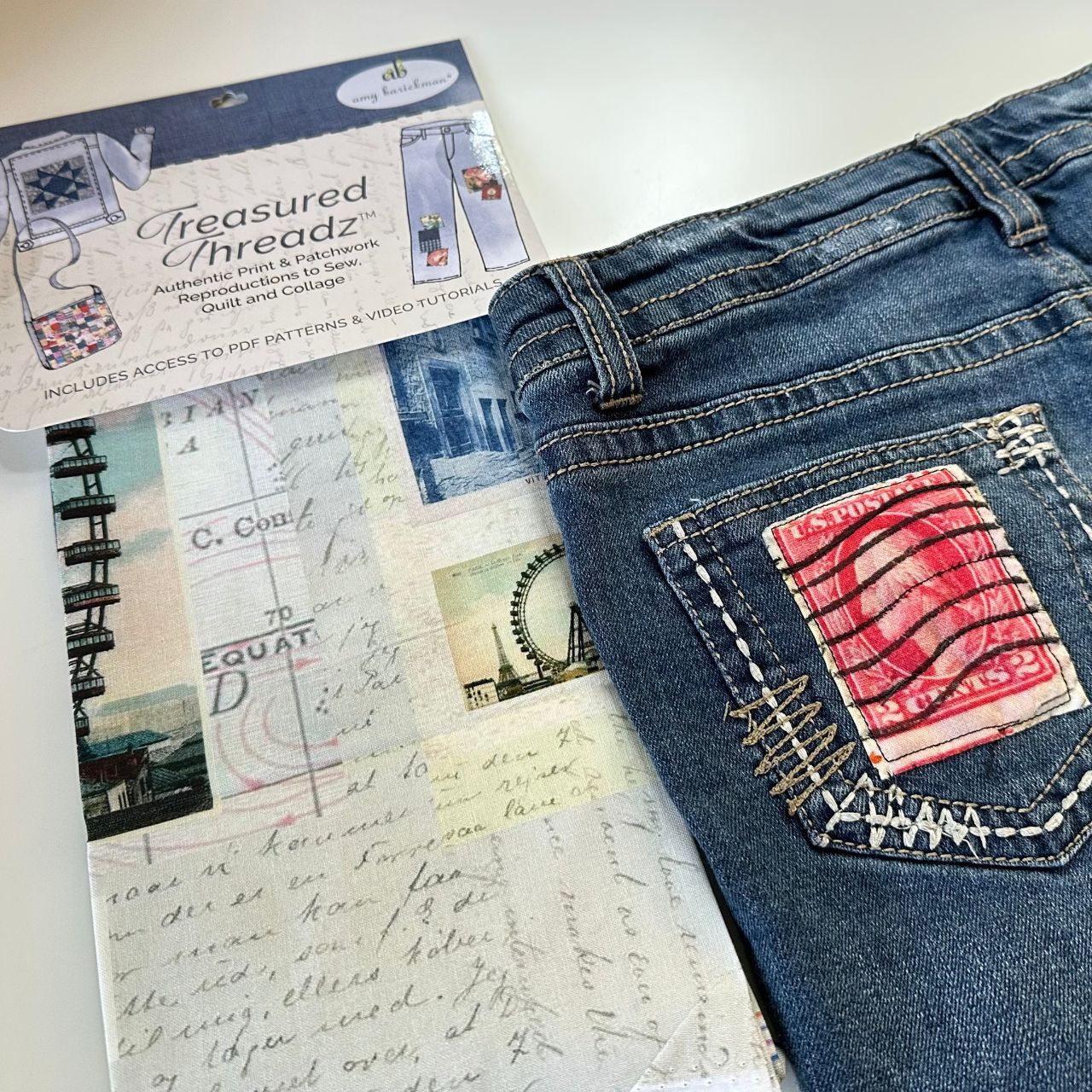 Fabric, Treasured Threadz Quilt Block Panel - Around the World