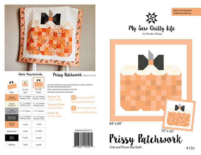 Pattern, Prissy Patchwork Pumpkin Quilt by My Sew Quilty Life (digital download)