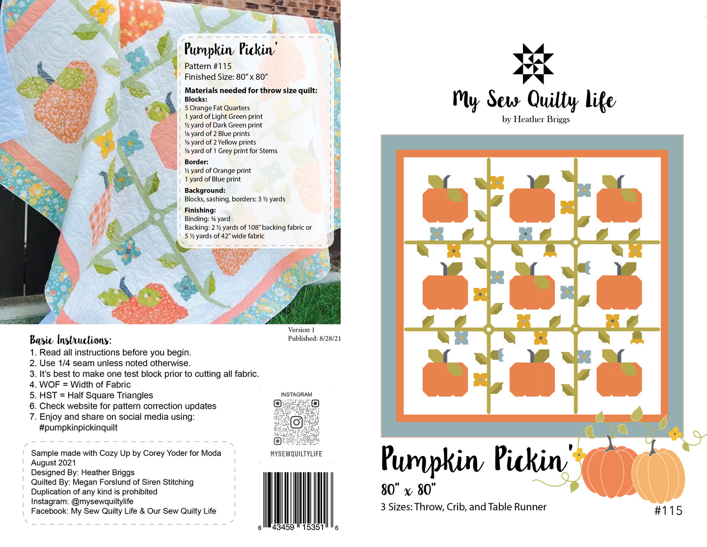 Pattern, Pumpkin Pickin' Quilt by My Sew Quilty Life (digital download)