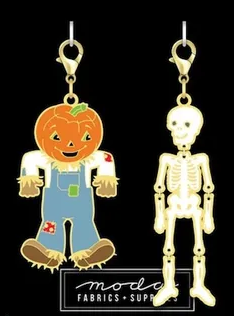 Enamel Charm Zipper Pull - SCARECROW & SKELETON