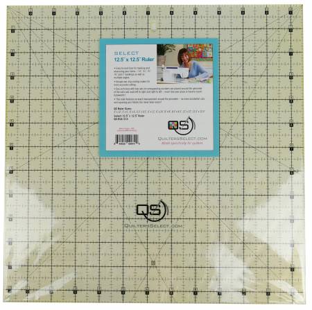 Cutting Ruler, QUILTER'S SELECT 12 1/2" x 12 1/2" SQUARE (Non-Slip Coating)