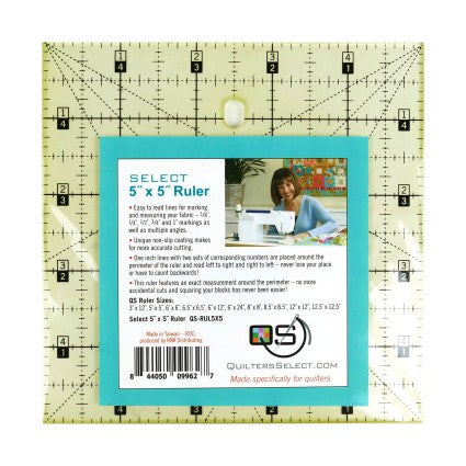 Cutting Ruler, QUILTER'S SELECT 5" x 5" SQUARE (Non-Slip)