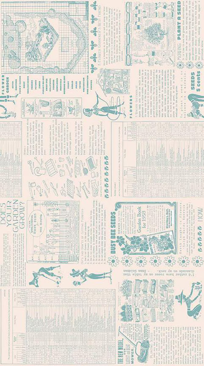 Fabric, Flower Patch by Lori Holt WIDE BACK 108" - Farmers Almanac Raindrop (by the yard)