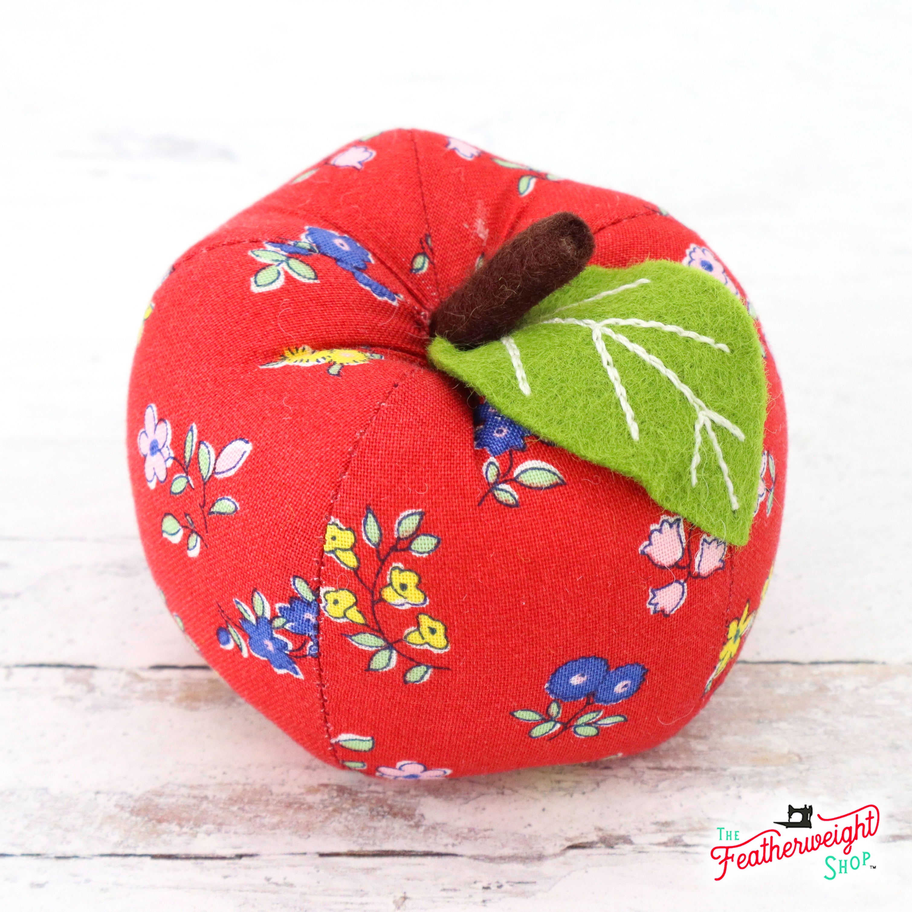 Red Apple Pin Cushion by Liberty of London Quilter's Cotton Fabric - Posy Sprig