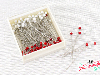 Load image into Gallery viewer, Glass Head Pins, Red &amp; White Super Fine