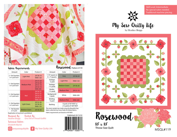 Pattern, Rosewood Quilt by My Sew Quilty Life (digital download)