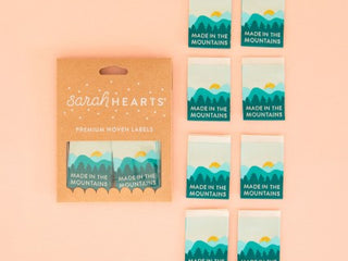 Load image into Gallery viewer, Labels, MADE IN THE MOUNTAINS Quilt Woven Sew-In Tags by Sarah Hearts