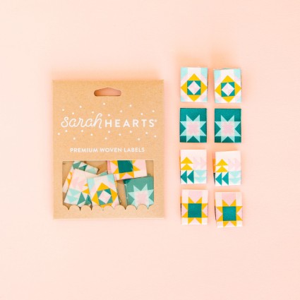 Labels, Colorful QUILT BLOCK Woven Sew-In Tags by Sarah Hearts