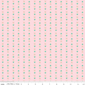 Fabric, Mint For You Valentine Sparkle Heart Strings BLUSH - (by the yard)