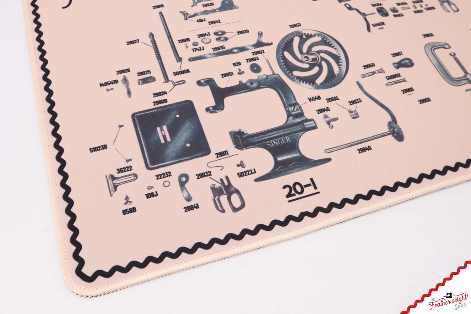 Sew Handy Servicing Mat — pink schematic for the Singer Sewhandy Model 20