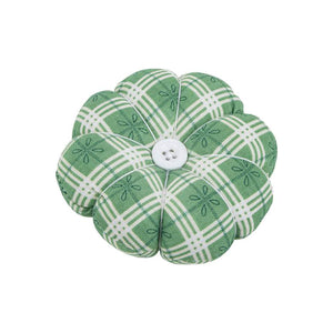 Pin Cushion, Button Tufted Wrist Style by Lori Holt - GREEN PLAID