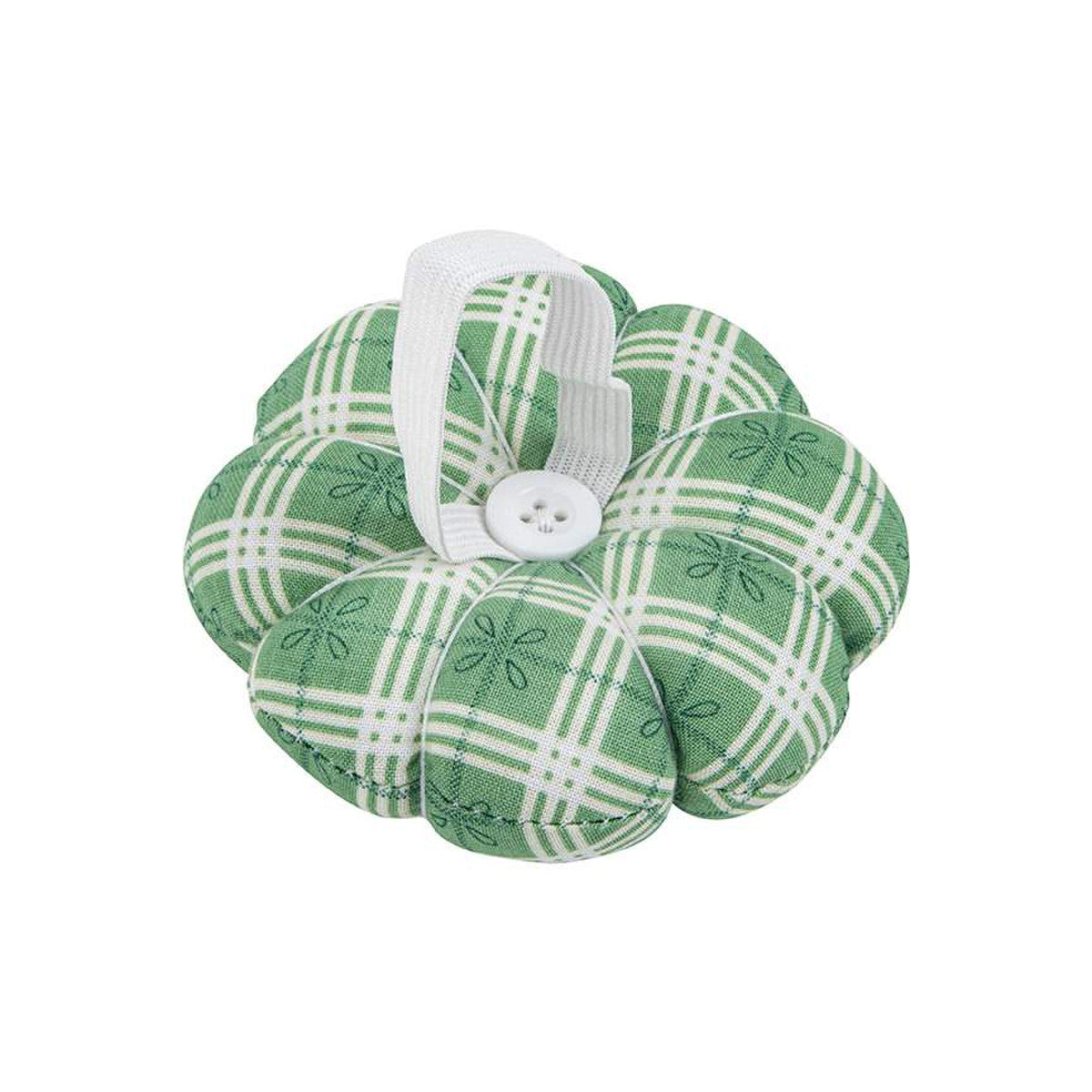 Pin Cushion, Button Tufted Wrist Style by Lori Holt - GREEN PLAID