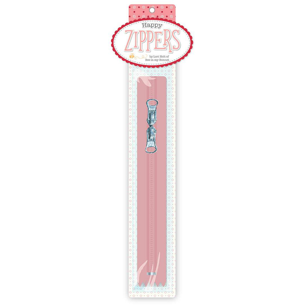 Happy Zipper by Lori Holt - CORAL 16"