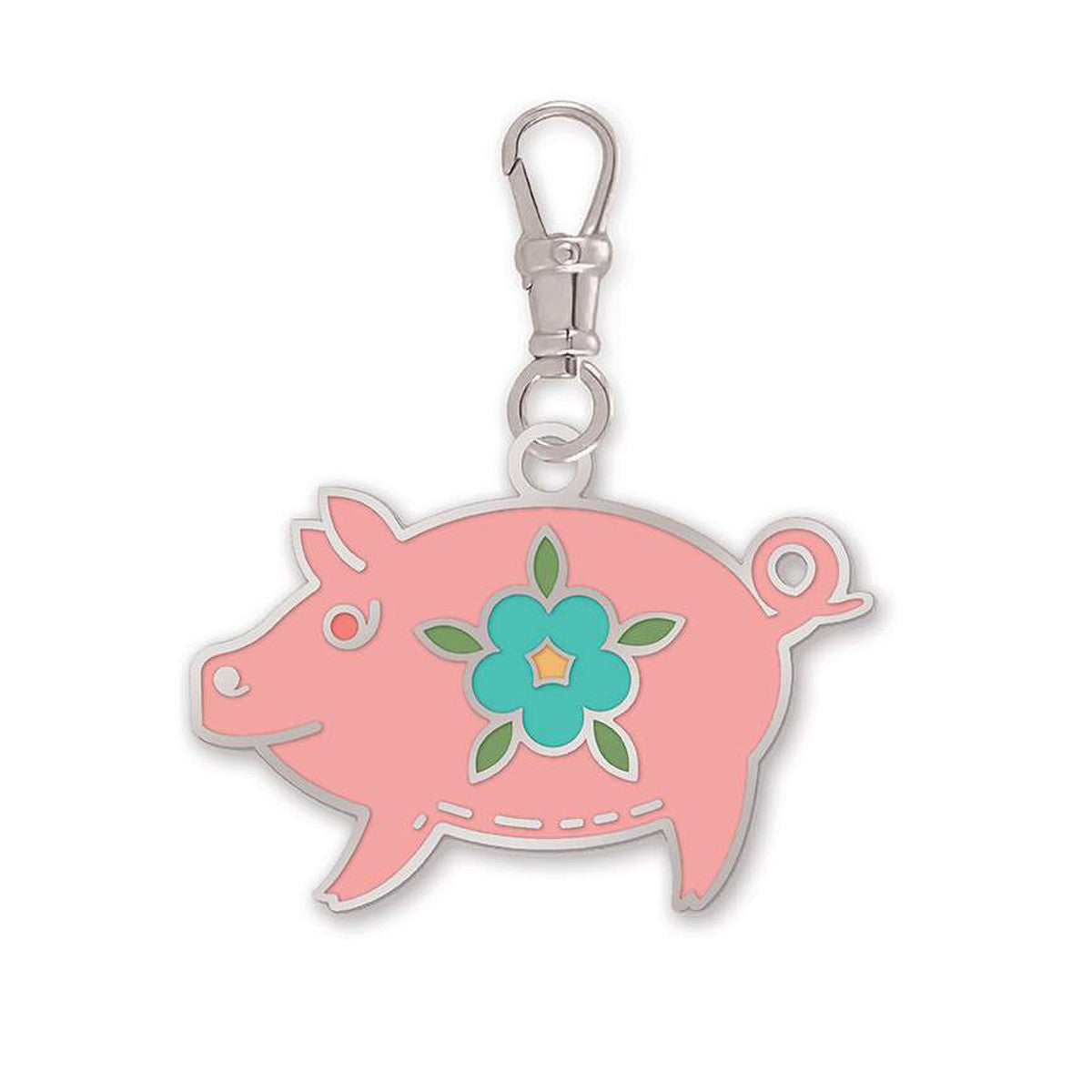 Keyring & Keychain Enamel Charm, Piggy by Lori Holt