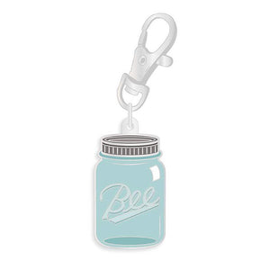 Keyring & Keychain Enamel Happy Charm, Mason Ball styled Canning Jar ~ "Bee"