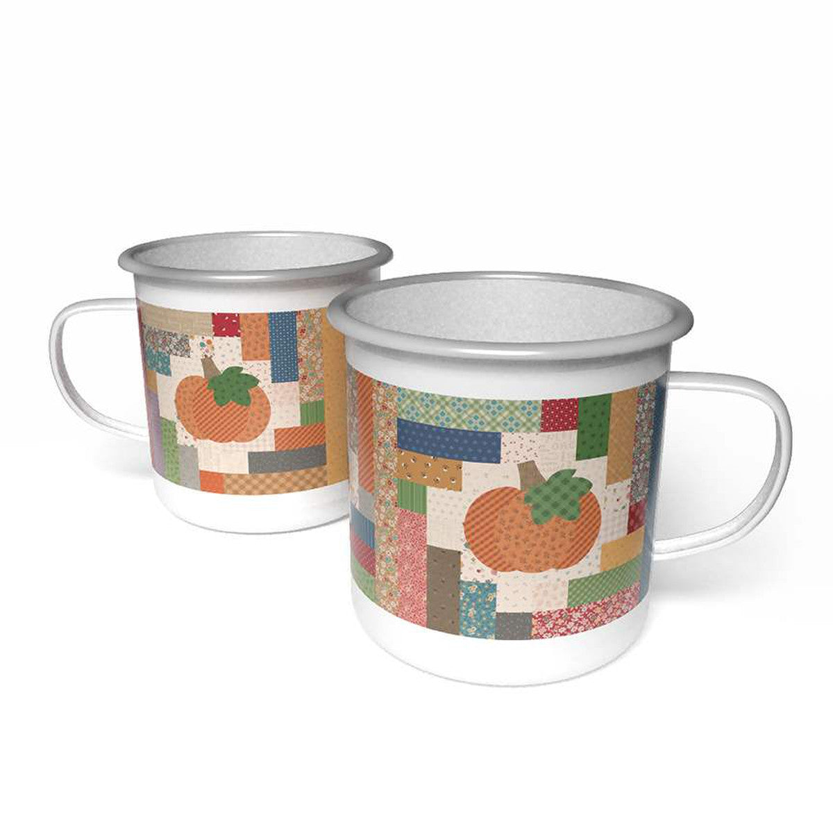 Mug, Autumn Pumpkin Enamel Tin Mug by Lori Holt