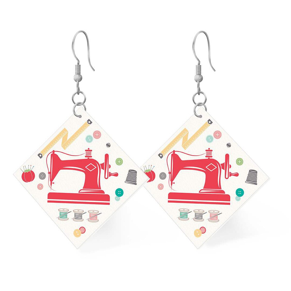 Earrings - Leather Lori Holt's My Happy Place Antique Sewing Machine