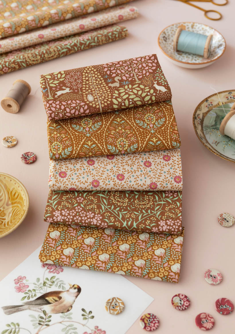 Fabric, Sanctuary Caramel and Ochre by Tilda - FAT QUARTER BUNDLE