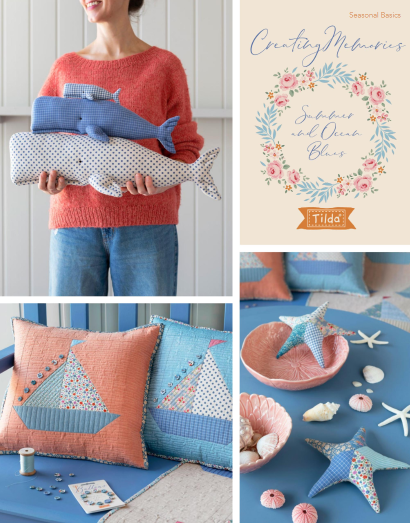 Fabric, Creating Memories SUMMER & OCEAN BLUES by Tilda - FAT QUARTER BUNDLE