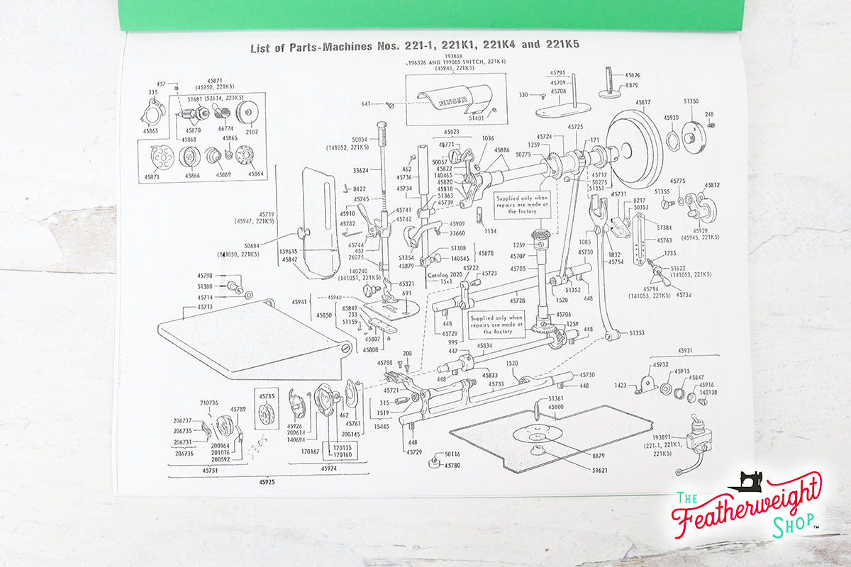 Manual, SERVICE for Singer Featherweight 221 (Facsimile)