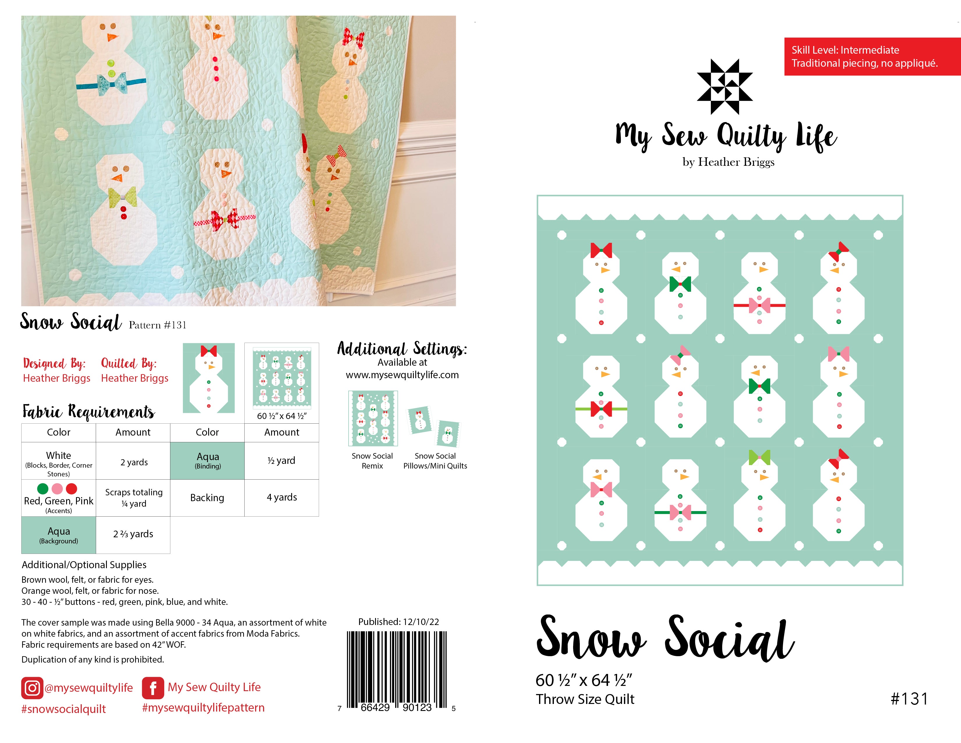 Pattern, Snow Social Quilt by My Sew Quilty Life (digital download)