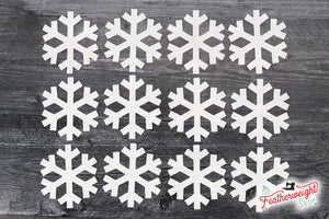 set of 10 white fabric snowflakes