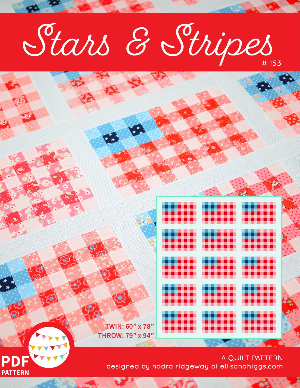 Pattern, Stars & Stripes Quilt by Ellis & Higgs (digital download)