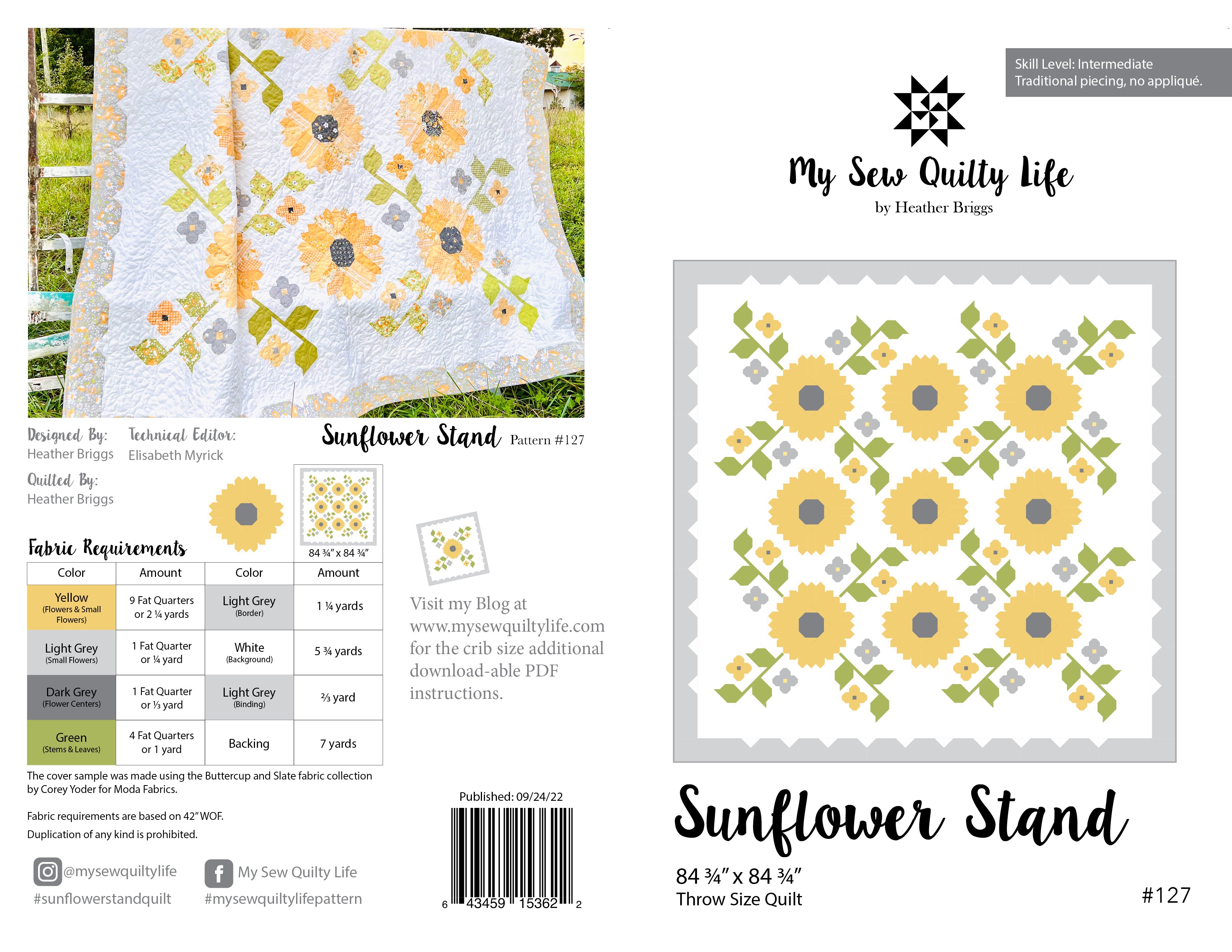 Pattern, Sunflower Stand Quilt by My Sew Quilty Life (digital download)