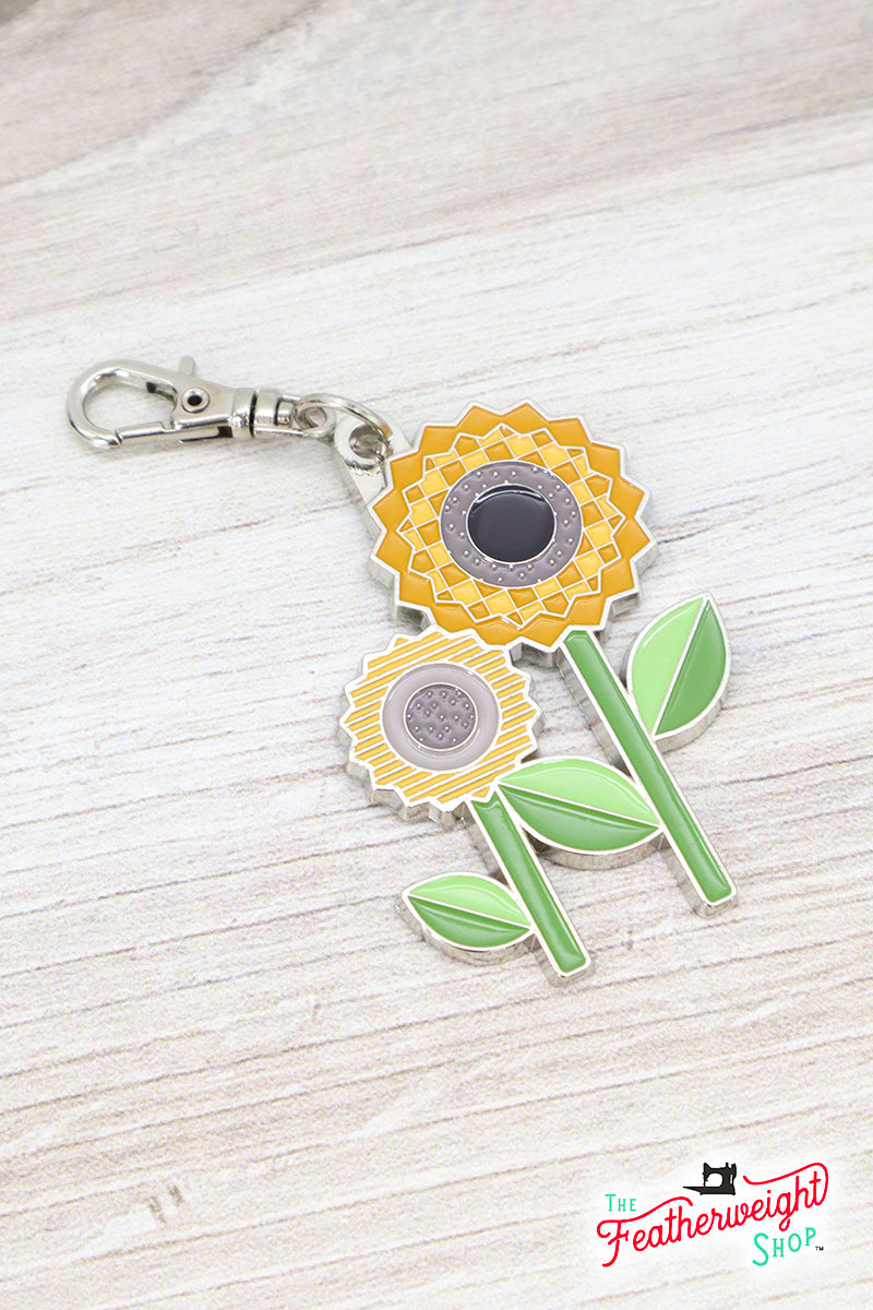 Keyring & Keychain Enamel Happy Charm, Sunflower by Lori Holt