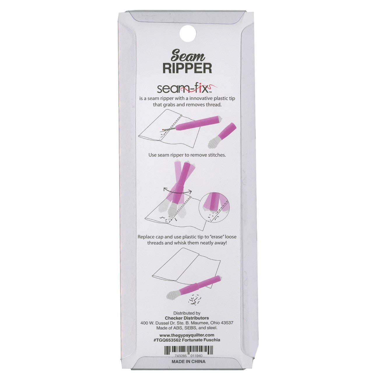 Seam Ripper,  Gypsy Quilter Seam Fix - FORTUNE FUSCHIA PINK