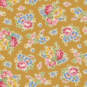 Fabric, Jubilee Collection by Tilda -  SUE MUSTARD YELLOW (by the yard)