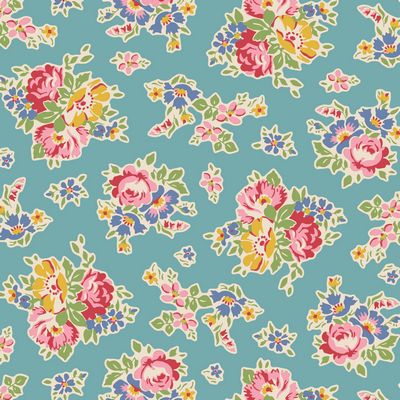 Fabric, Jubilee Collection by Tilda -  SUE TEAL (by the yard)