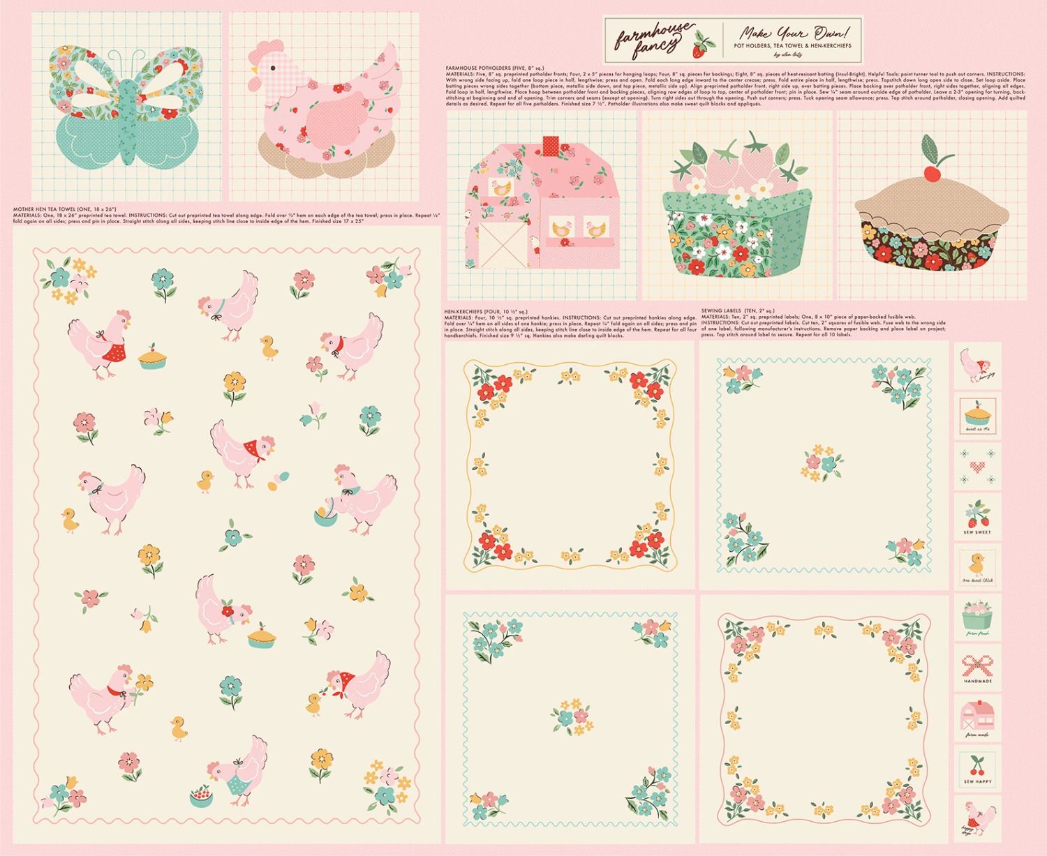 Fabric, Poppie Cotton Farmhouse Fancy - Tea Towel Project PANEL