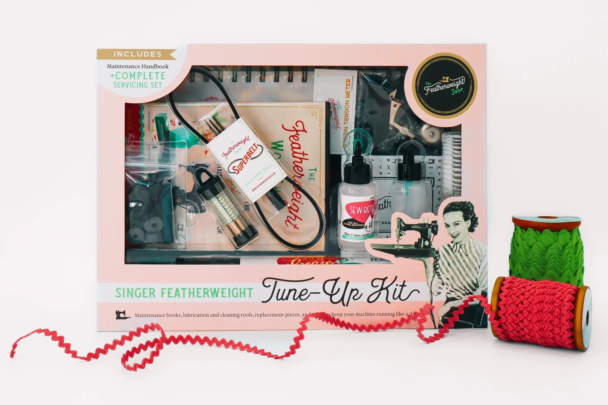 The Singer Featherweight Tune-Up Kit in its box