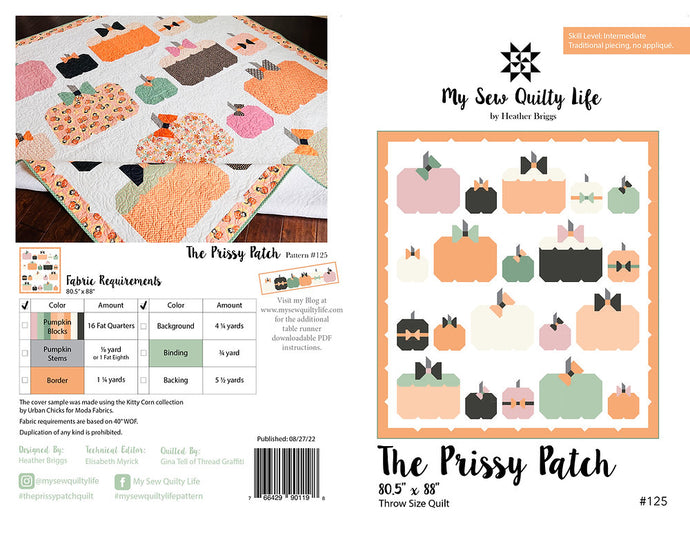 Pattern, The Prissy Patch Pumpkin Quilt by My Sew Quilty Life (digital download)