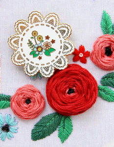Needle Minder, Vintage Floral Doily by Flamingo Toes