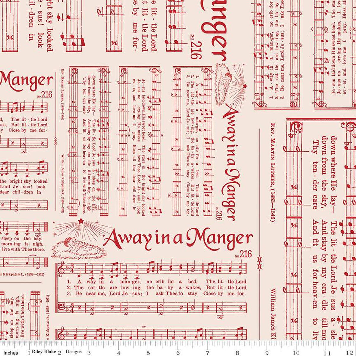 Fabric, WIDE BACK Caroling - Hometown Holiday Schoolhouse Red by Lori Holt (by the yard)