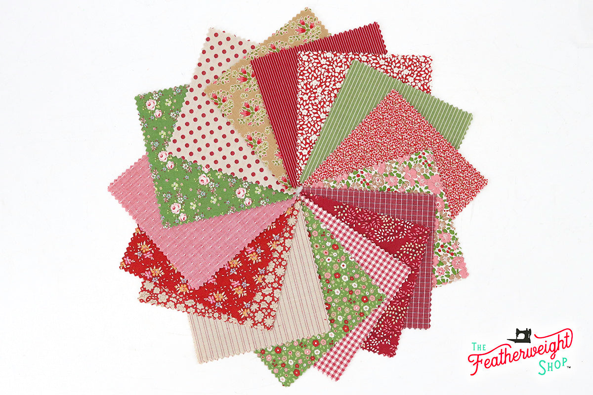 Fabric, Creating Memories Christmas WINTER REDS & GREENS by Tilda - 5-inch CHARM PACK