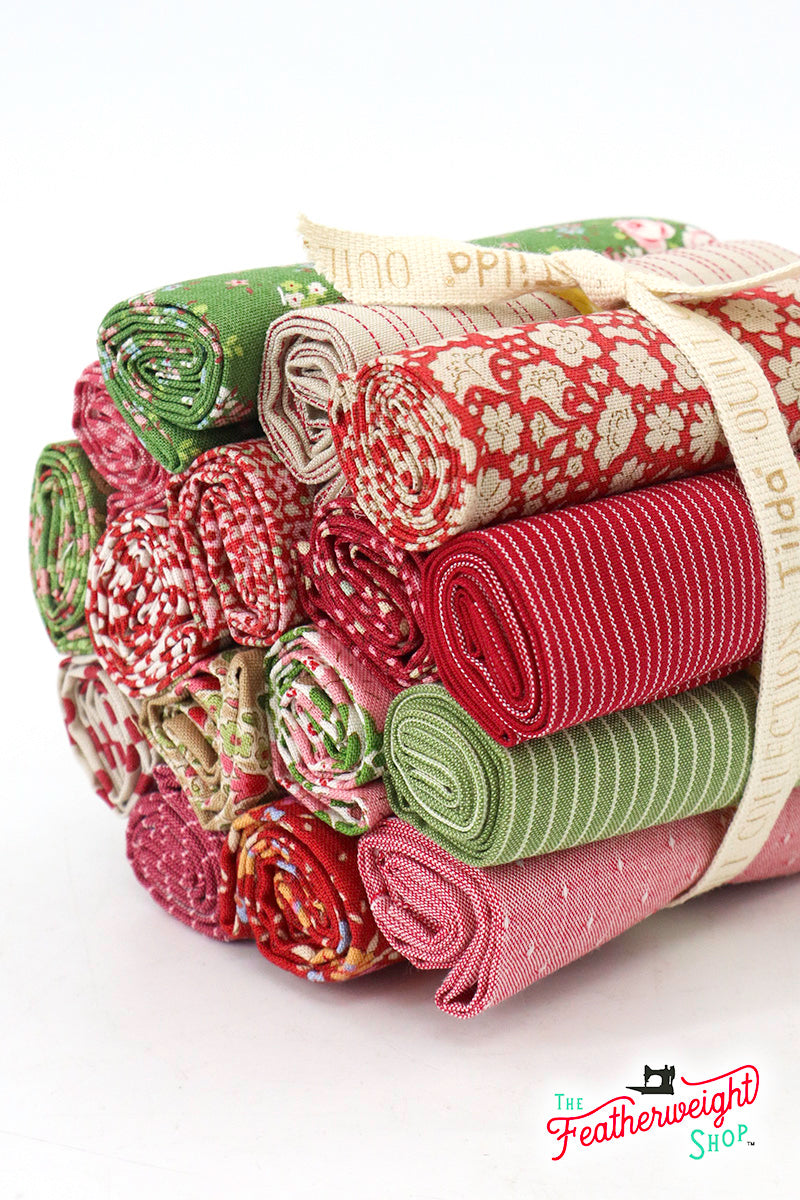 Fabric, Creating Memories Christmas WINTER REDS & GREENS by Tilda - Fat EIGHTH Bundle