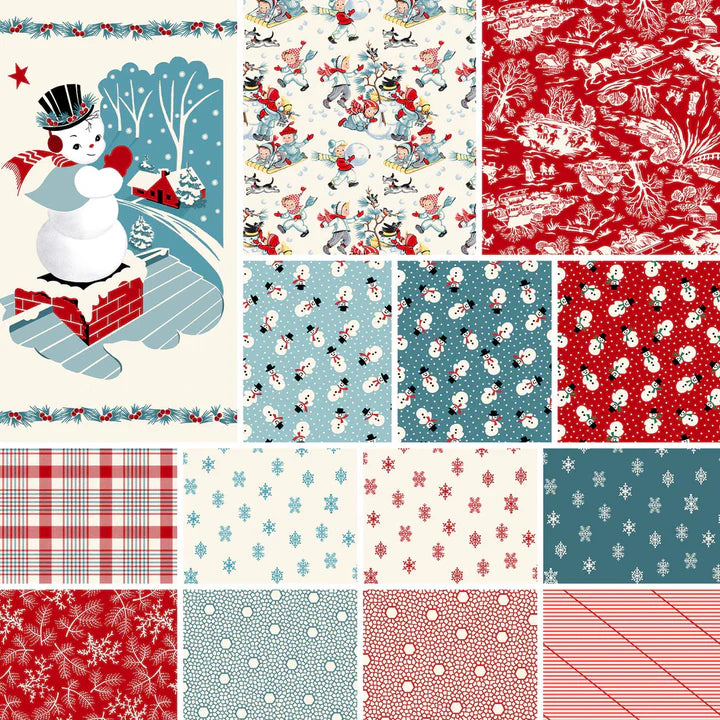 Fabric, Winter in Snowtown by Buttermilk Basin - Red Diagonal Stripe (by the yard)