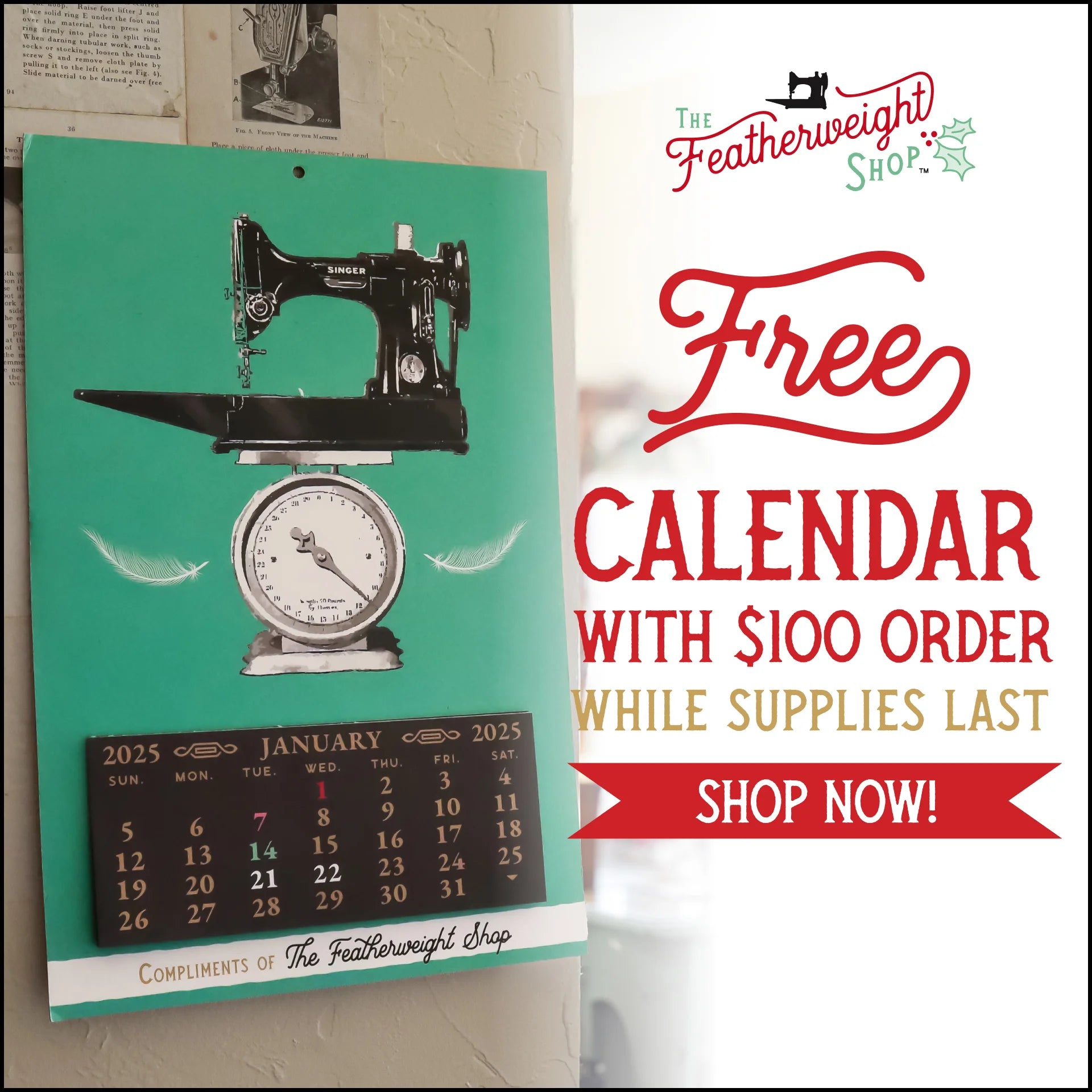 Calendar, Featherweight Shop 2025