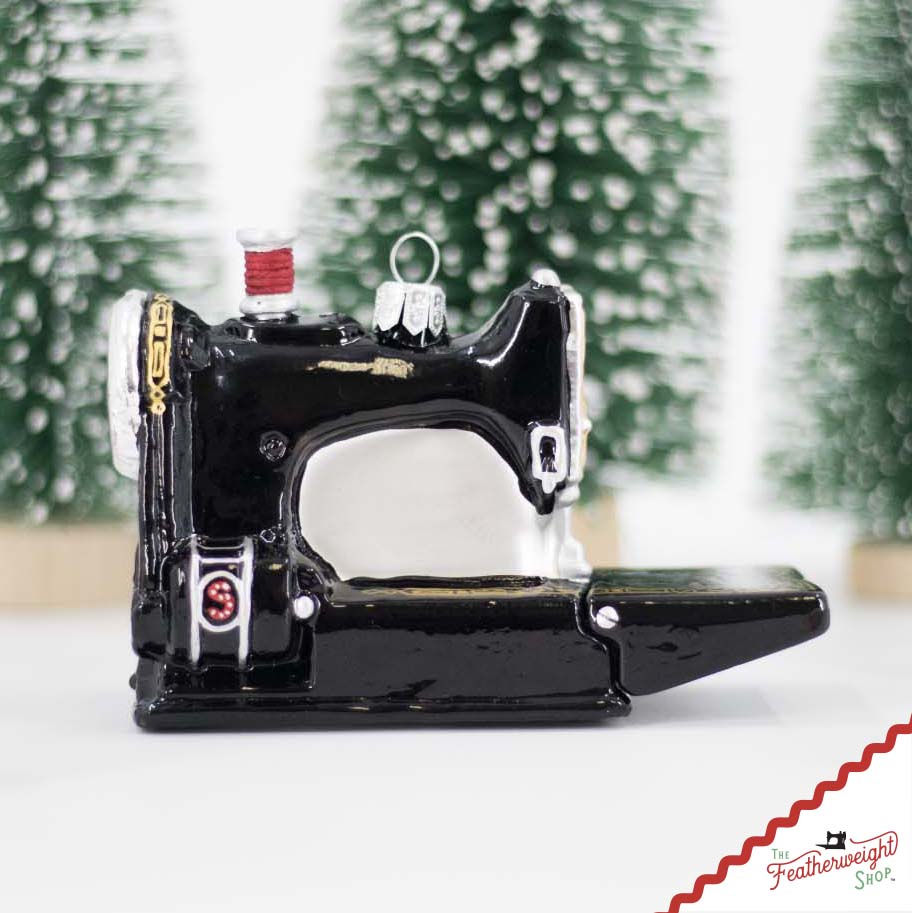 Christmas ORNAMENT, Singer Featherweight Blown Glass Collectible