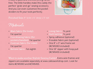 Load image into Gallery viewer, PATTERN, Stylish SMALL Sewing Caddy + Hardware Kit