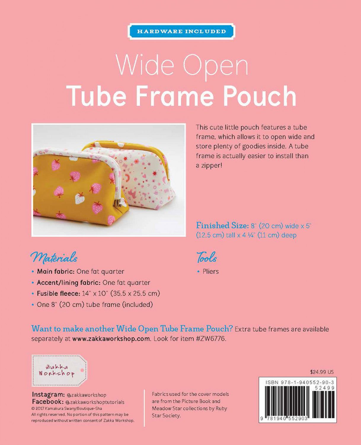 PATTERN, Wide Open Tube Frame Pouch + Hardware Kit