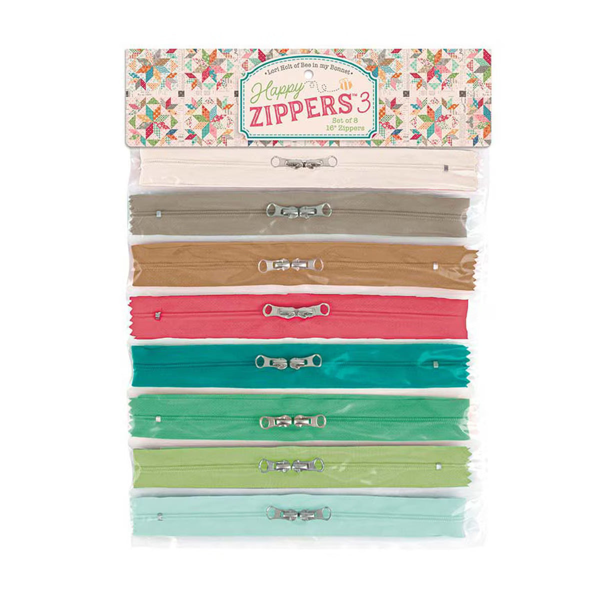 Happy Zippers - SET 3 by Lori Holt - (Set of 8 colors)