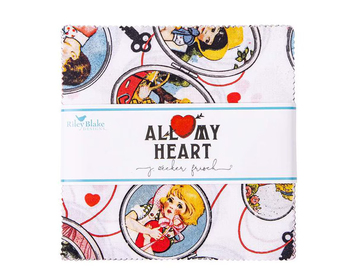 Fabric, ALL MY HEART by J. Wecker Frisch - 5-INCH STACKER