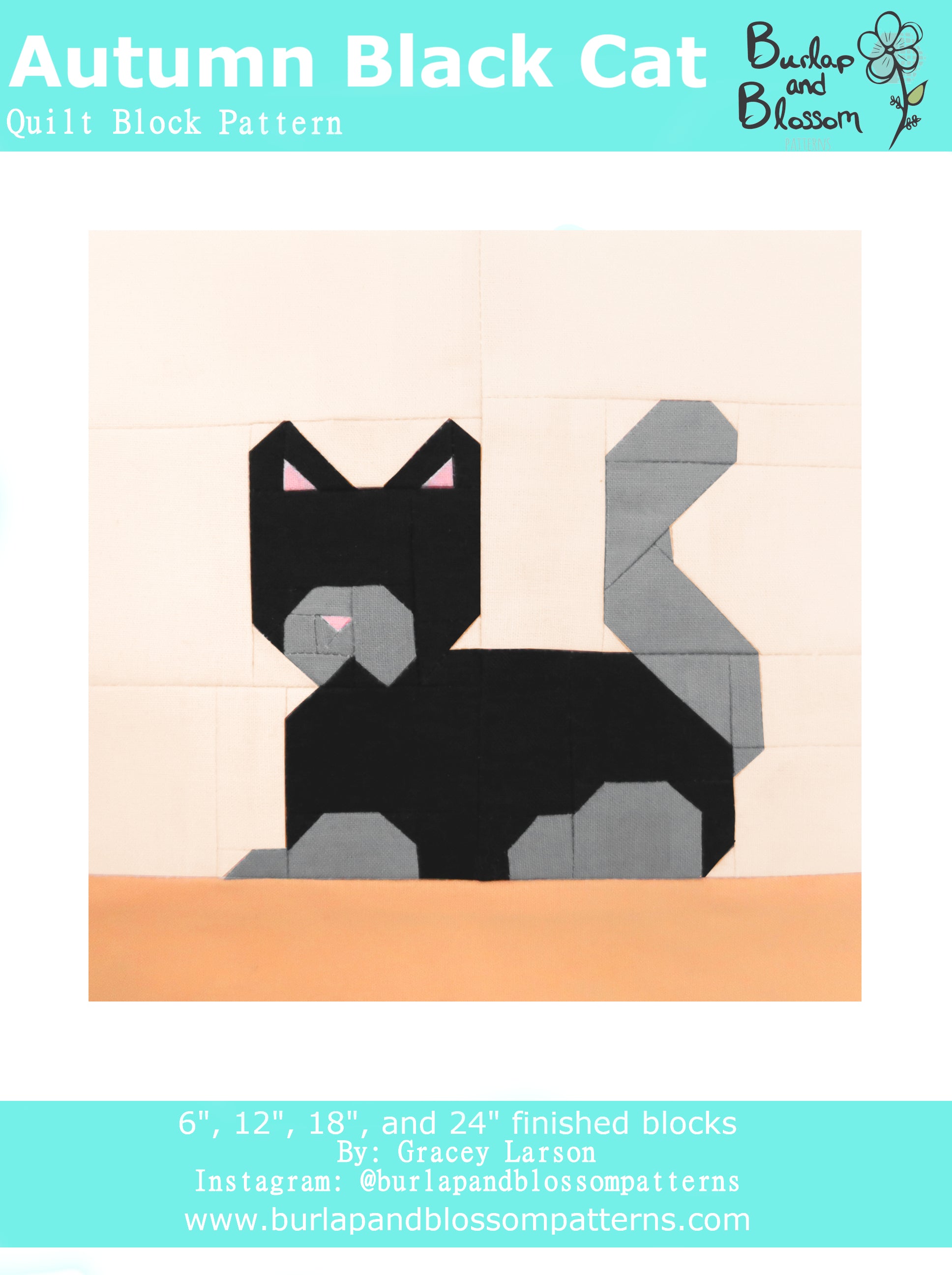 Cats Quilt Applique Pattern Workshop Easy PDF Pattern for